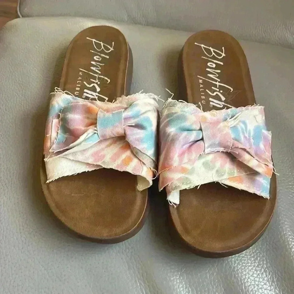 Blowfish Malibu tie dyed shoes sandals with bow size 8 excellent condition - Picture 2 of 7